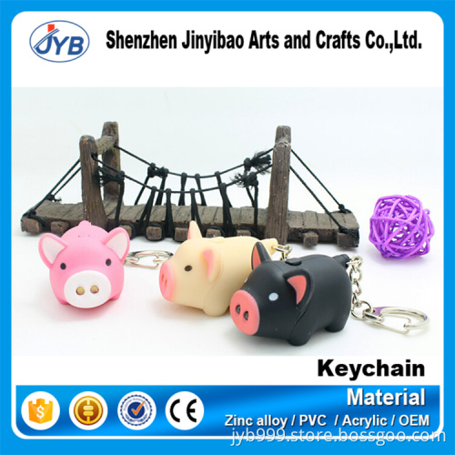 popular new product plastic 3d cute pig shape keychain for couple lover